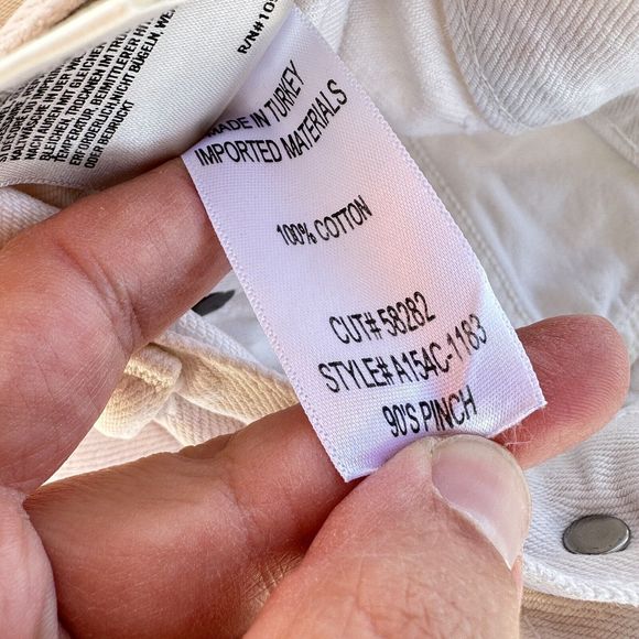 Agolde Womens Size 27 White 90s Pinch Waist in Drum Button Fly Straight Leg Jean - Picture 6 of 12